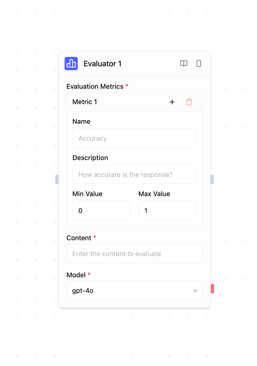 Evaluator Block Configuration