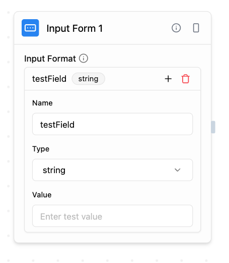 Input form run panel